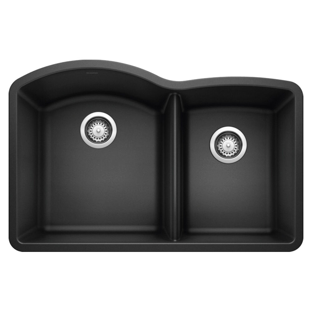 32" 440179 DIAMOND™ D-Shape Double 1-3/4 Kitchen Sink, Under Mount, Granite Composite, Anthracite