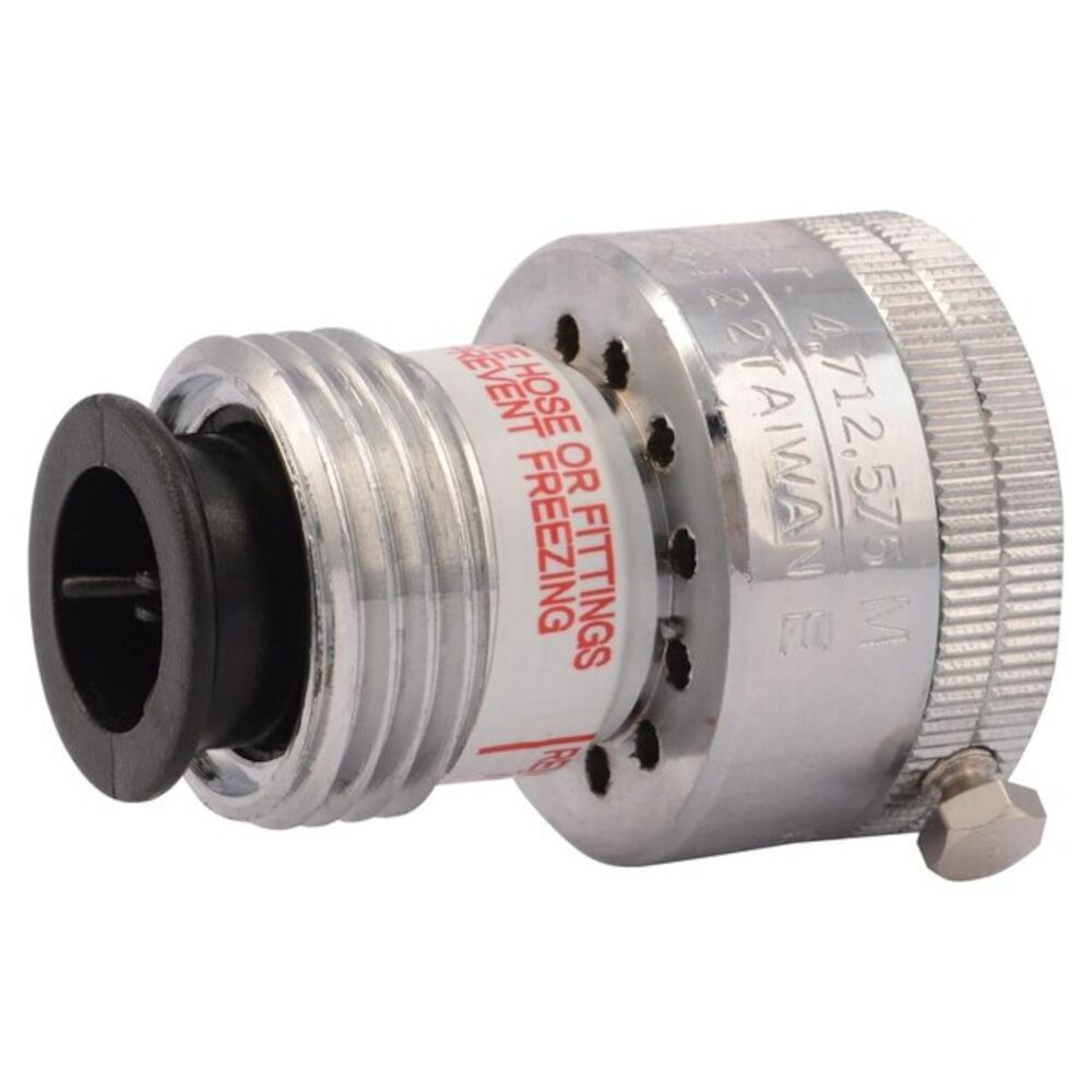 Cash Acme® 21896-0000LF VB-222 Self Draining Hose Connection Vacuum Breaker With Locking Screw, 3/4 in, NH Thread, Brass Body, Chrome Plated