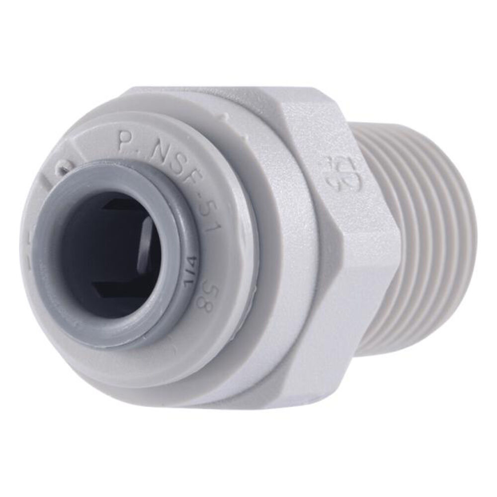 John Guest® PI010821S Straight Adapter, 1/4x1/8 in, TubexMale NPTF, Acetal Copolymer, Import