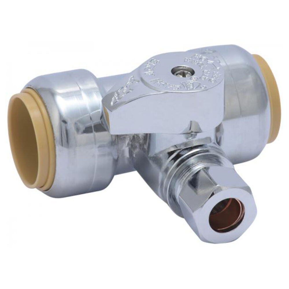 SharkBite® 24986 1/4 Turn Tee Stop, 3/4x3/4x3/8 in, SBxSBxCompression, Brass Body, Import