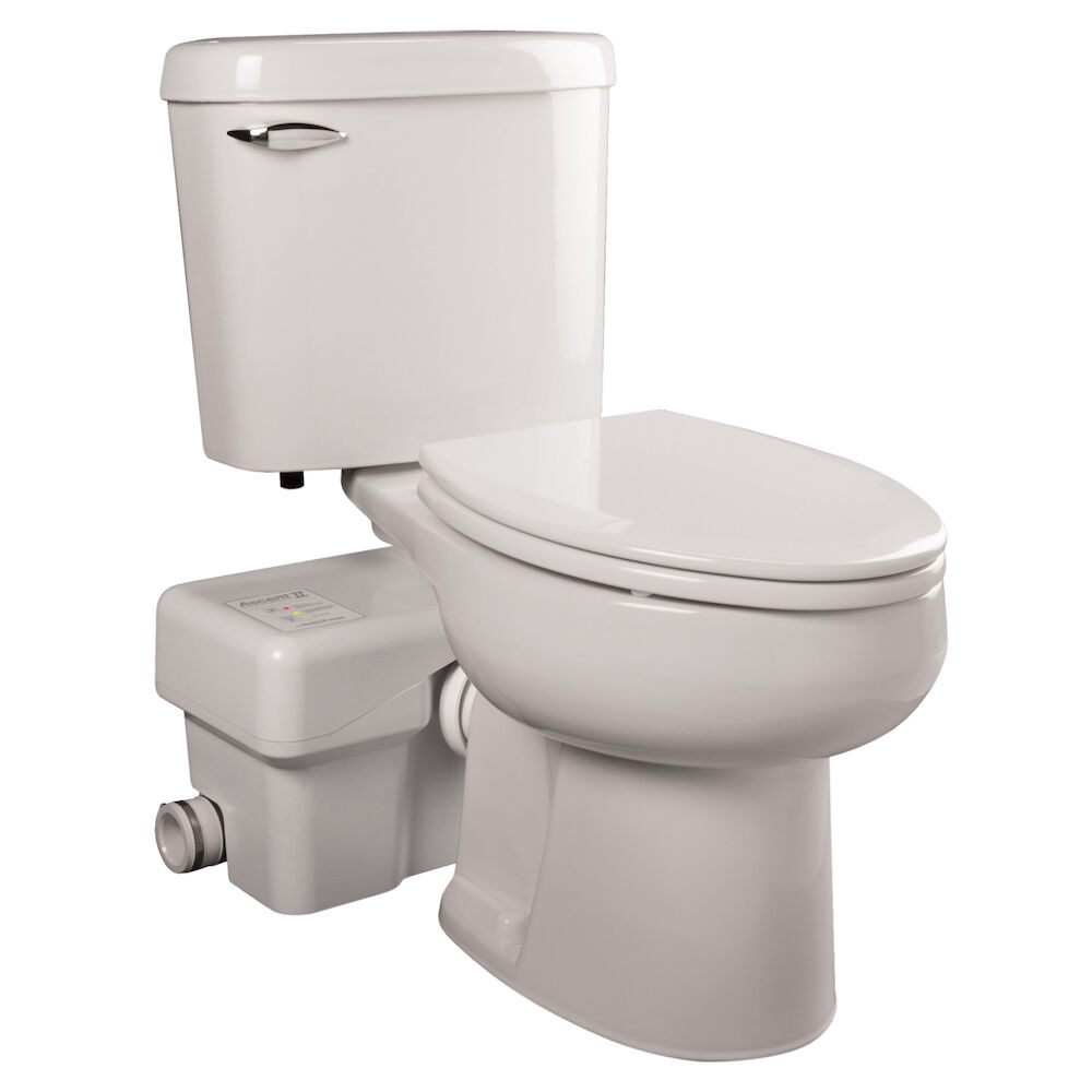 ASCENTII-ESW Macerating Toilet, Elongated Bowl, 17-3/8" Rim, 1.28 gal Flush Rate, White