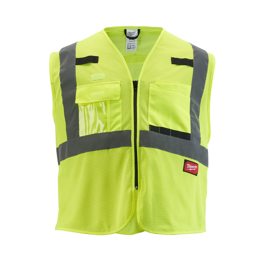 48-73-5111 Class 2 Non-Breakaway Mesh Safety Vest, Hi-Viz Yellow