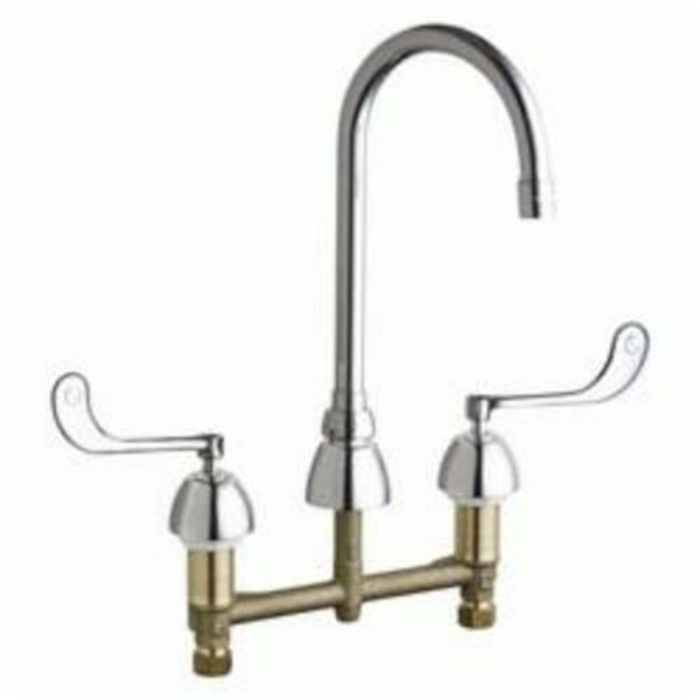 786-E3-319XKABCP Concealed Kitchen Sink Faucet, 2.2 gpm, 8" Center, Gooseneck Spout, 2 Handles, Commercial, Chrome Plated