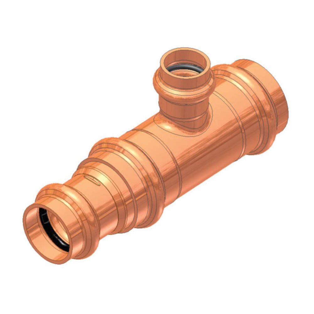 EPC APOLLOXPRESS® 10066012 811RR 1-1/2x1x1" Small Diameter Press Reducing Run/Outlet Tee, C x C x C End Style, Copper