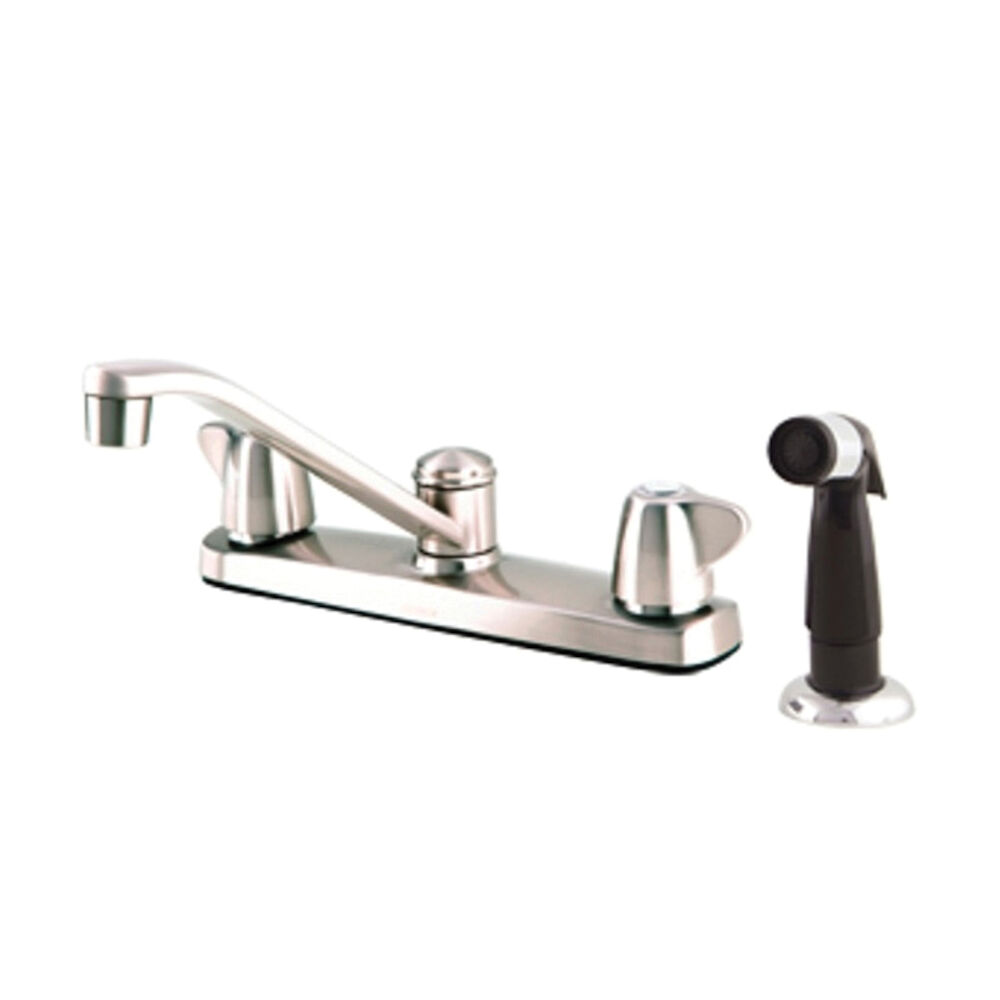 G0042215 42-213 Series Maxwell® Kitchen Faucet with Side Spray, 1.75/2.2 gpm Flow Rate, 8" Center, D-Tube Spout, 2 Handles, Polished Chrome