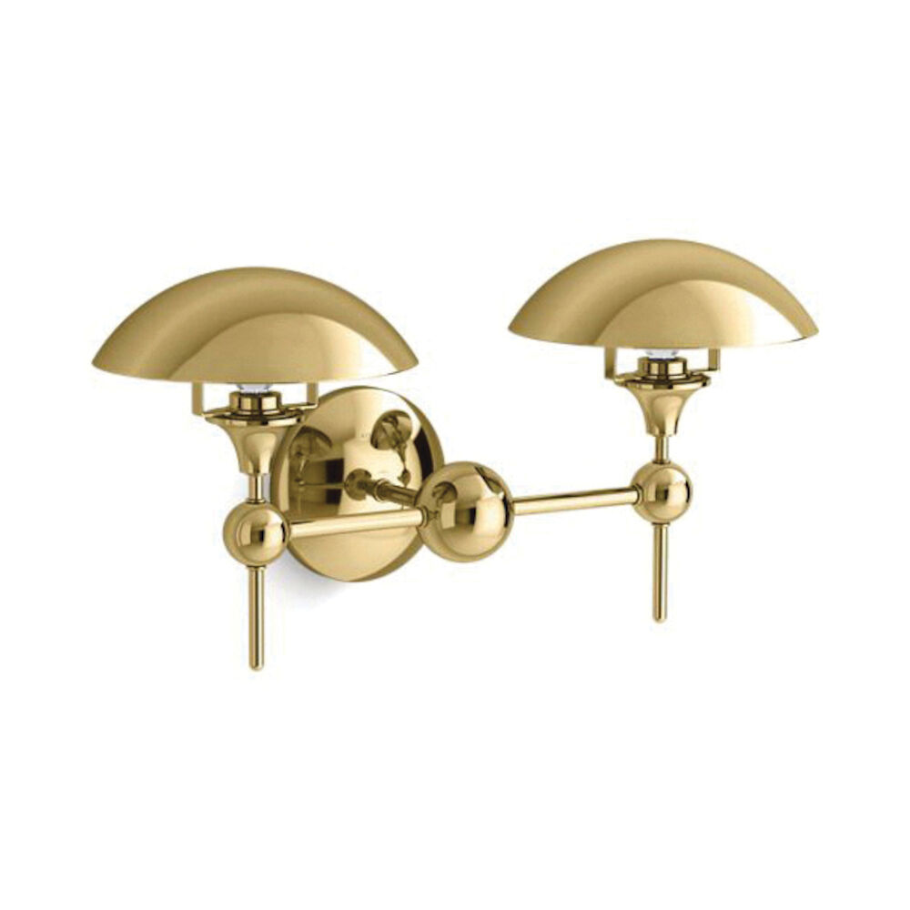 Kohler® 27945-SC02-2PL Vorleigh™ K-27945-SC02 Sconce, (2) Type G Lamp, 120 V, Polished Brass Housing