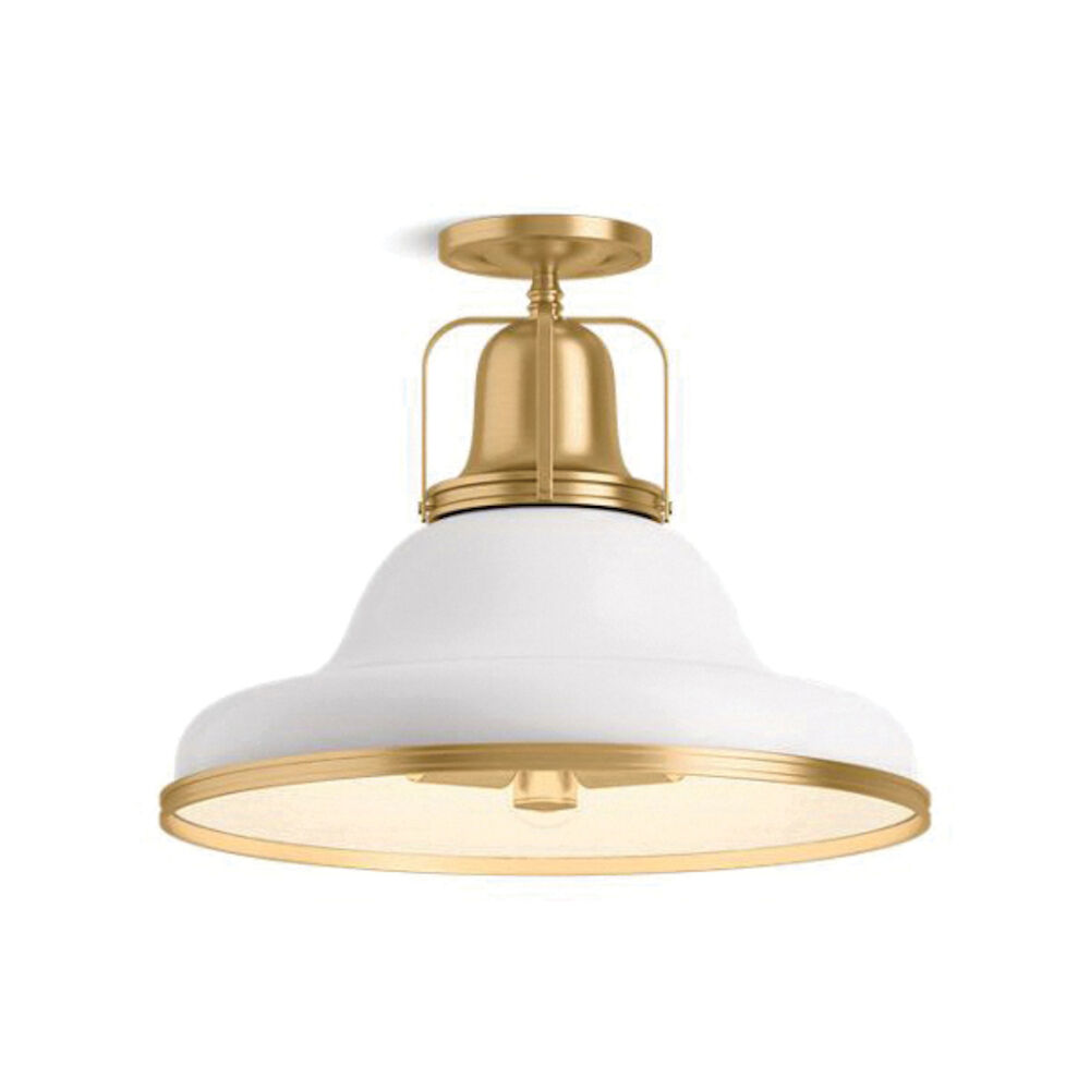 Kohler® 32294-SF03-WGL Hauksbee™ K-32294-SF03 Semi-Flush Light, (3) Type A/G Lamp, 120 V, White w/ Gold Trim Housing