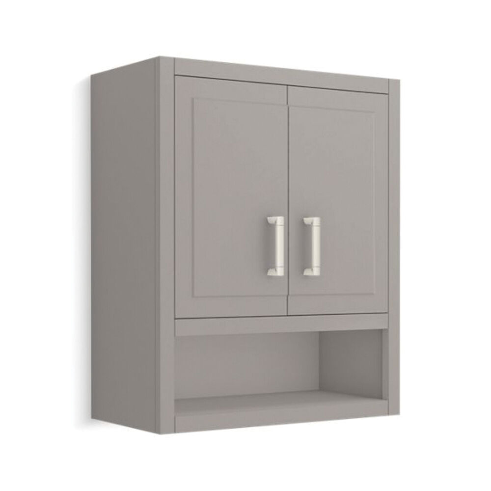 Kohler® 33557-ASB-1WT Seer™ Wall Cabinet, 24" OAW x 28" OAH, MDF/Solid Wood, Mohair Gray
