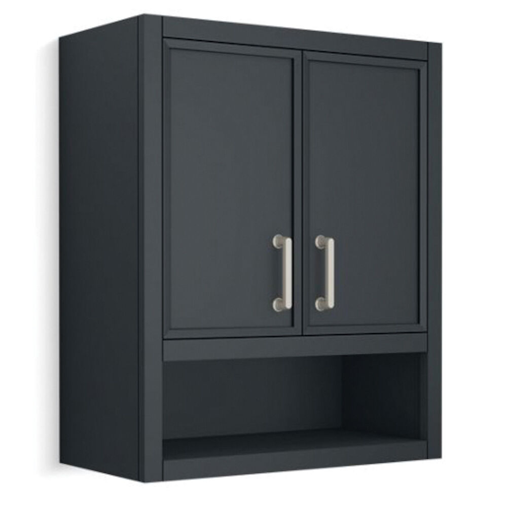 Kohler® 33583-ASB-1WX Winnow™ Wall Cabinet, 24" OAW x 28" OAH, MDF/Solid Wood, Slate Gray