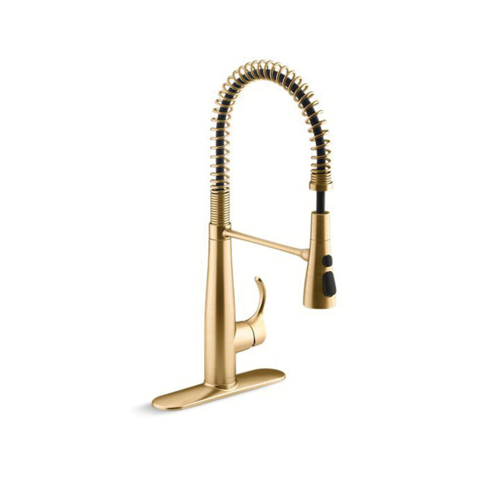 Kohler® 22033-2MB Simplice® Semi-Professional Kitchen Sink Faucet, 1.5 gpm Flow Rate, 1 Handle, High-Arc Swivel Spout, Vibrant Brushed Moderne Brass