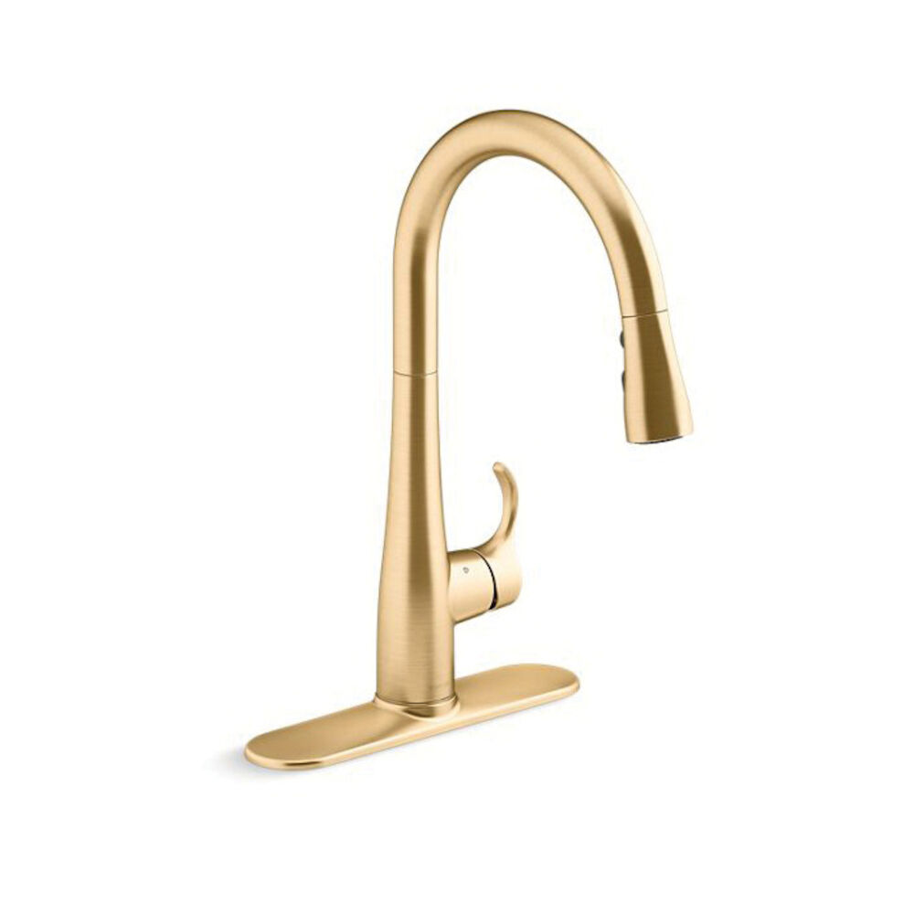 Kohler® 22036-2MB Simplice® Pull Down Kitchen Sink Faucet, 1.5 gpm Flow Rate, 1 Handle, 1/3 Faucet Holes, Touchless, Vibrant Brushed Moderne Brass