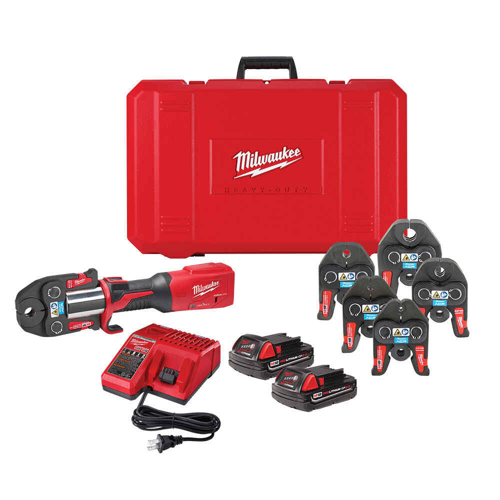 Milwaukee® Tool 2922-22M M18™ Lithium-Ion FORCE LOGIC™ Cordless Press Tool Kit, 1/4 to 7/8" OD Capacity, 7200 lb, 4 s Crimp, 18 V, M18™ Lithium-Ion Battery
