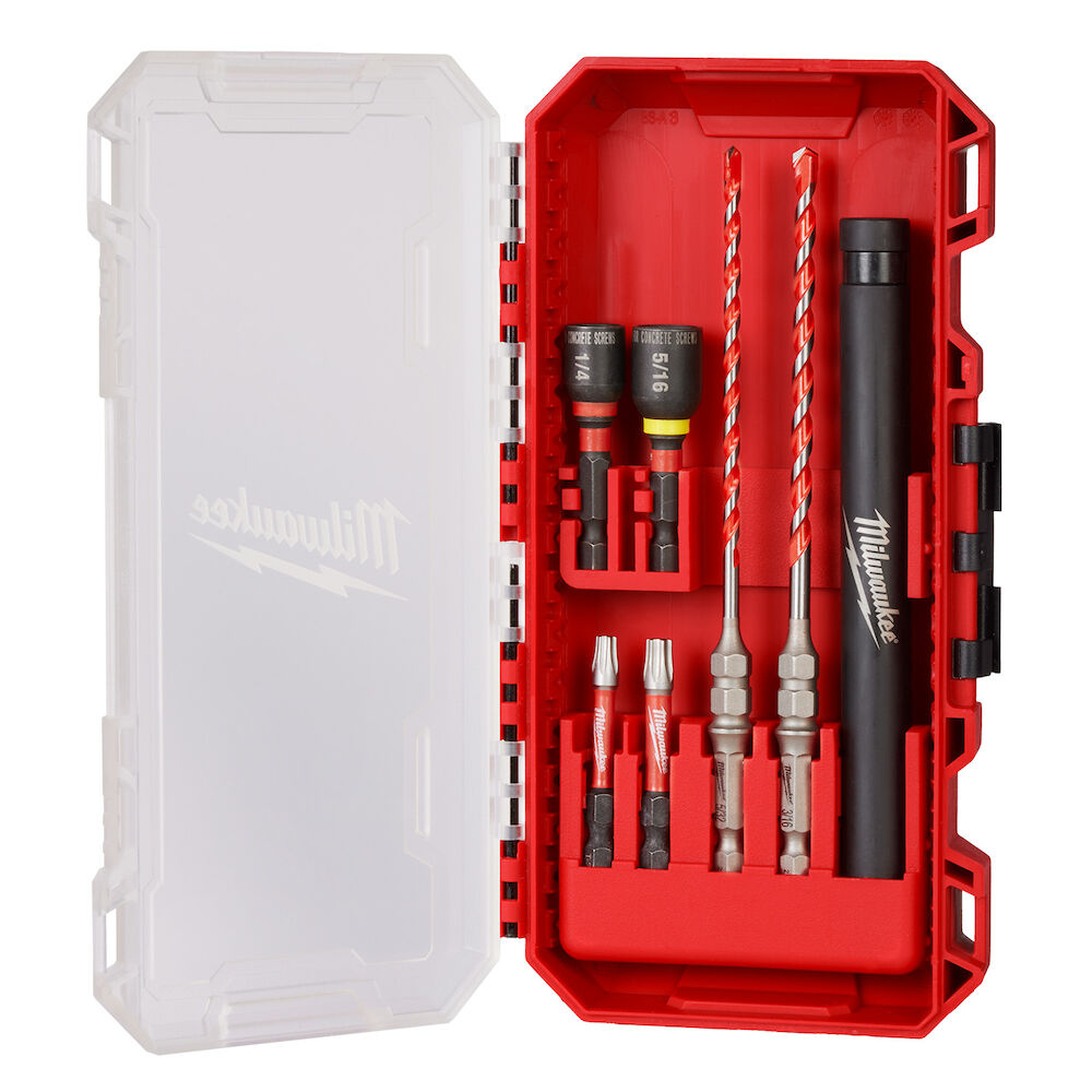 Milwaukee® Tool 48-20-9097 SHOCKWAVE Impact Duty™ Carbide Hammer Drill Bit Concrete Screw Install Kit, 7 Piece