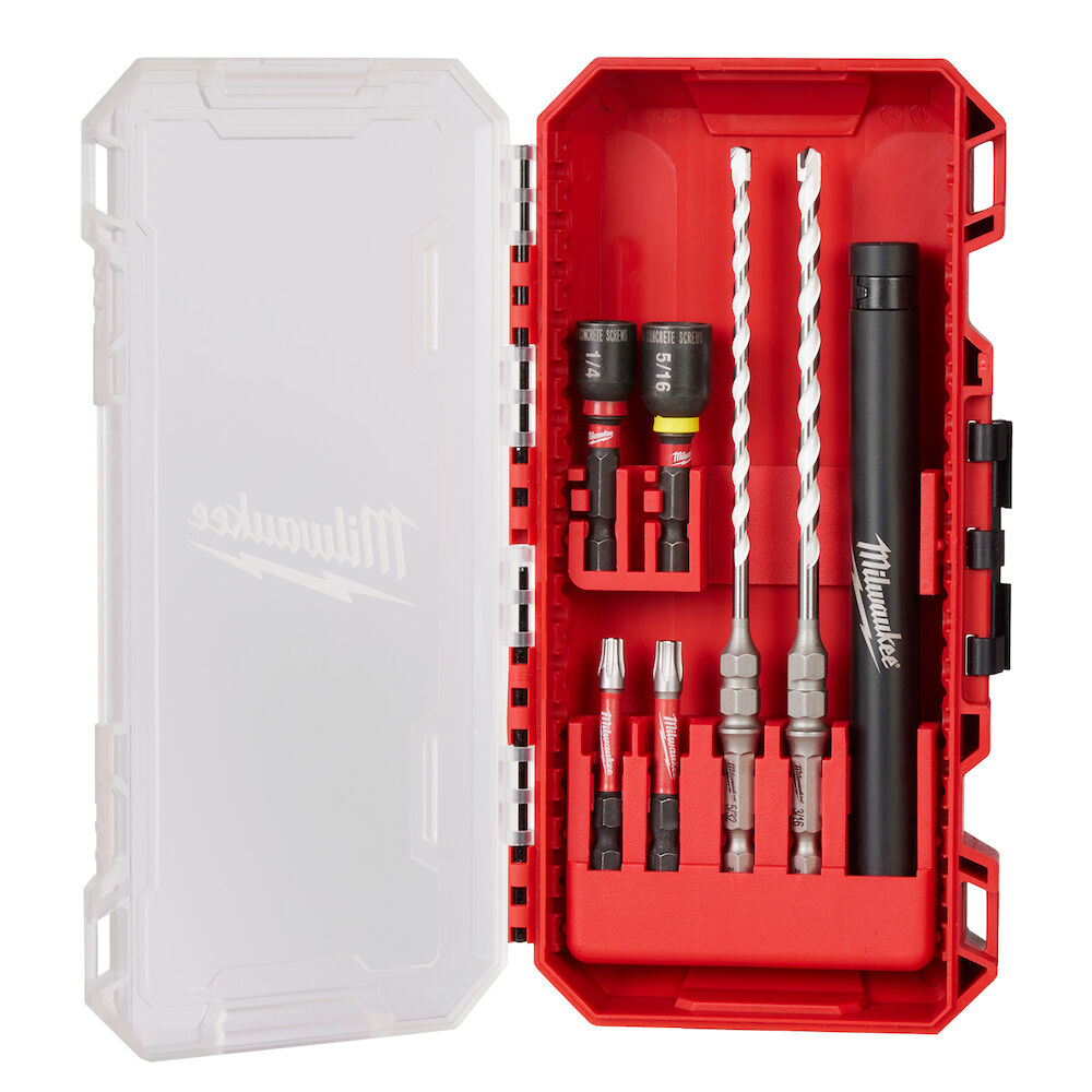 Milwaukee® Tool 48-20-8877 SHOCKWAVE Impact Duty™ Carbide Multi-Material Drill Bit Concrete Screw Install Kit, 7 Piece