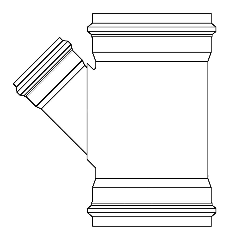 107-0158 15"x8" Reducing PSM Wye, Gasket, SDR 35, PVC, Fabricated