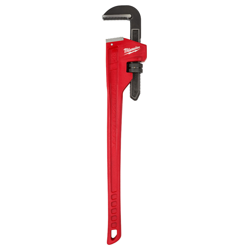 Milwaukee® Tool 48-22-7136 Straight Pipe Wrench, 36" OAL, Serrated Jaw, Steel Handle, Red