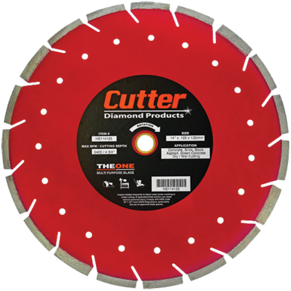 HS114125 The One Multi Purpose Circular Diamond Saw Blade, Wet/Dry, 14" Dia Blade, 1/8" D