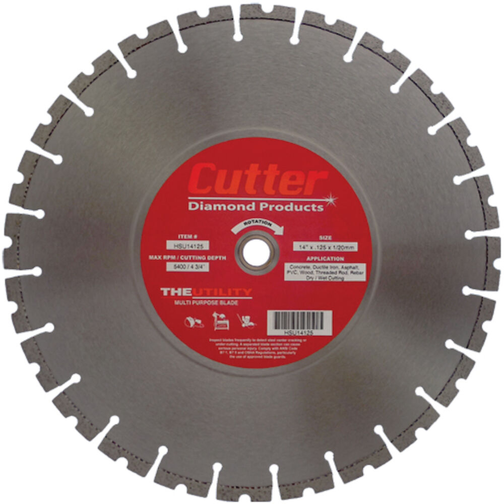 HSU14125 The Utility Multi Purpose Circular Diamond Saw Blade, Wet/Dry, 14" Dia Blade, 1/8" D
