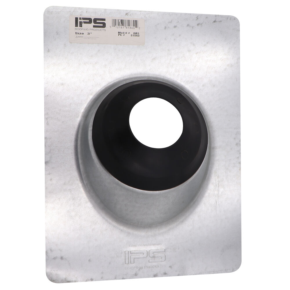 Water-Tite 81860 Roof Flashing, Steel, 3" Pipe, 10-3/4" W x 14-1/2" L Base, Domestic