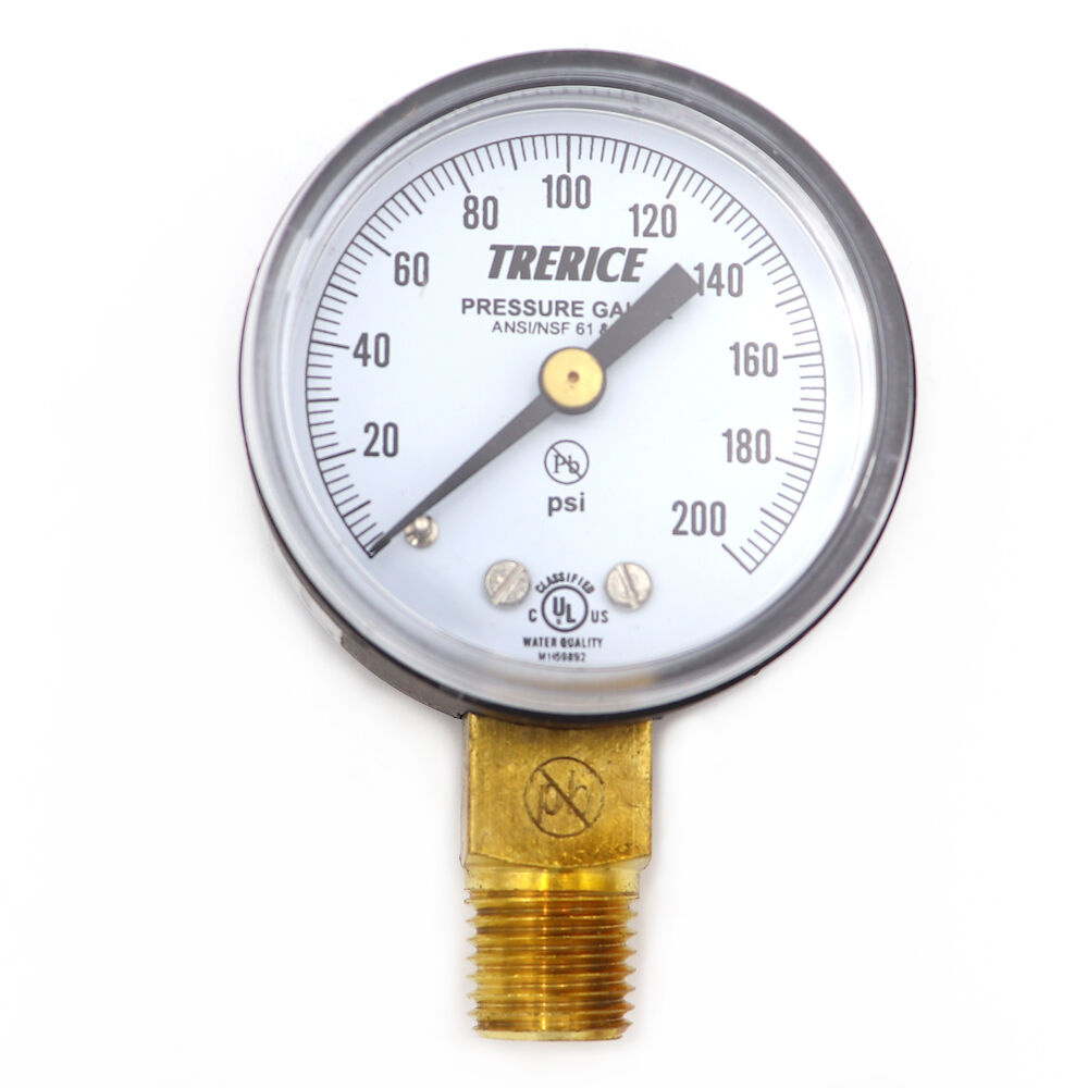 Trerice 800B2002LA130 0-200 psi 2 in dial, 1/4 BM Pressure Gauge