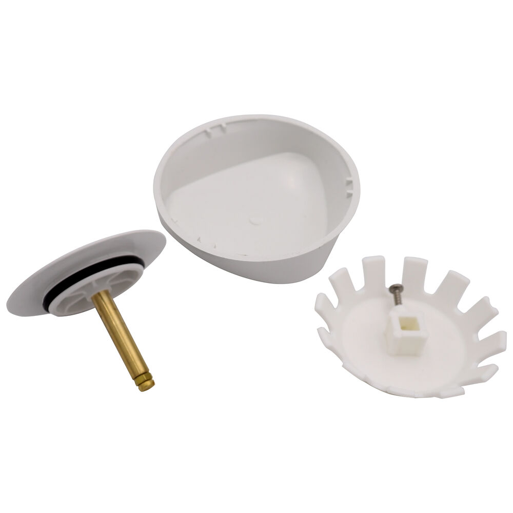 Geberit 151.550.11.1 Ready-To-Fit-Set Trim Kit, For Bathtub Drain with Turncontrol Handle Actuation, Molded Plastic, Alpine White
