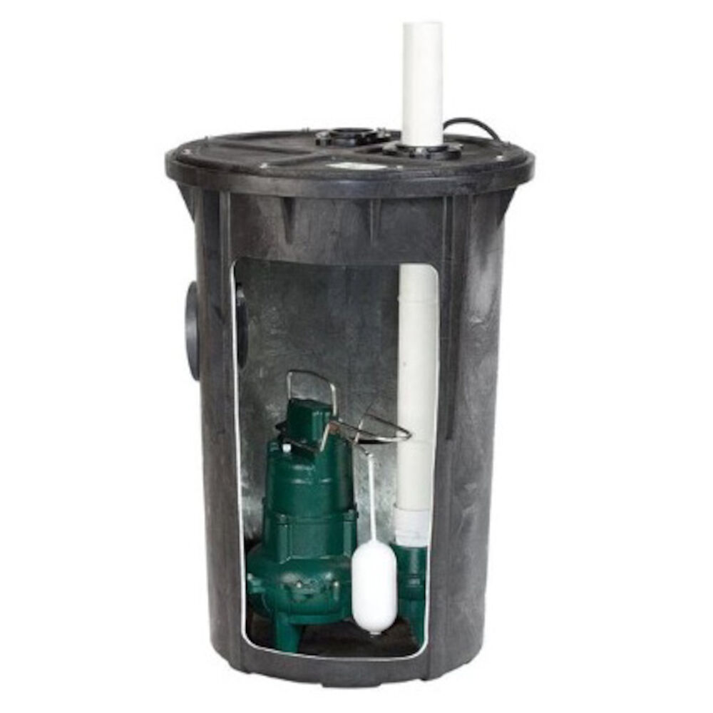 Zoeller® 912-0007 Pre-Assembled Simplex Sewage Package System with M264 Pump,  2" NPT Outlet, Cast Iron, 18" x 30" Basin