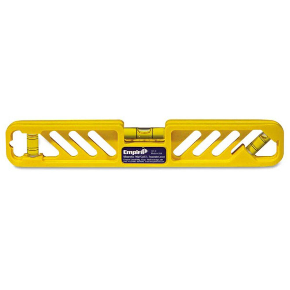 331-9 POLYCAST® Magnetic Torpedo Level, 9" L, 3 Vials, Polycast