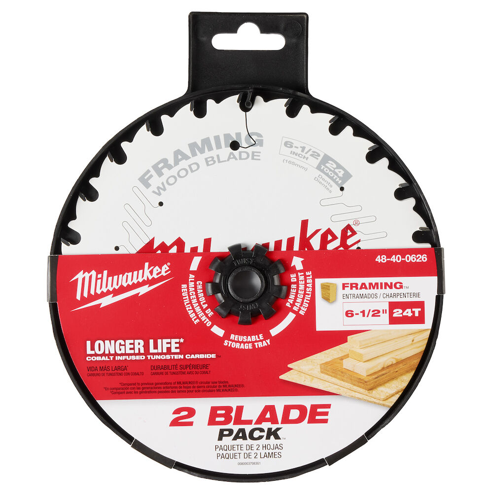 Milwaukee® Tool 48-40-0626 Framing Circular Saw Blades, 6-1/2", 24 Teeth, 2 Pack