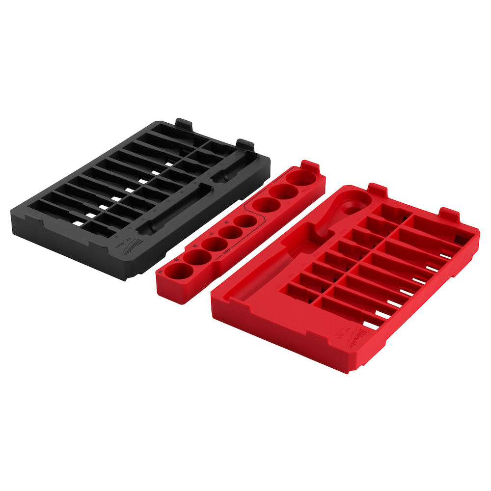 Milwaukee® Tool 48-22-9487T Drive SAE & Metric Ratchet & Socket Set PACKOUT™ Trays, 1/2", 47-Piece (Tray Only)