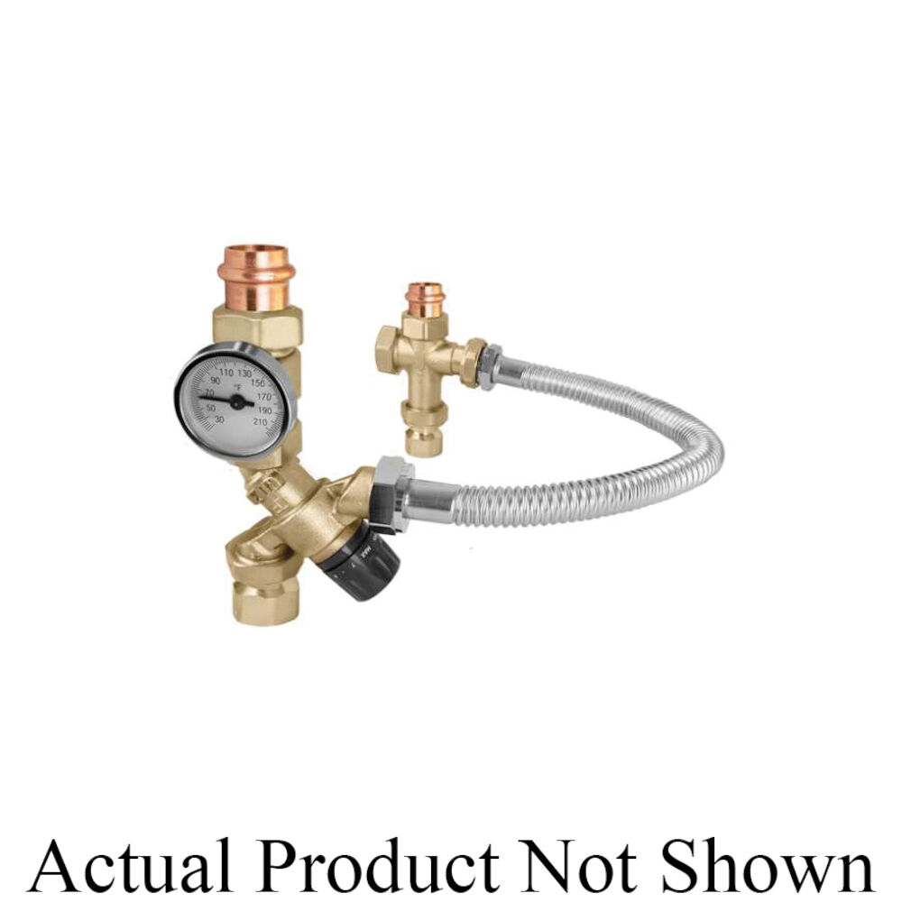 Caleffi TankMixer™ 520510AX Mixing Valve w/ 18" Flex Hose, 3/4" FNPT x MNPT, Brass