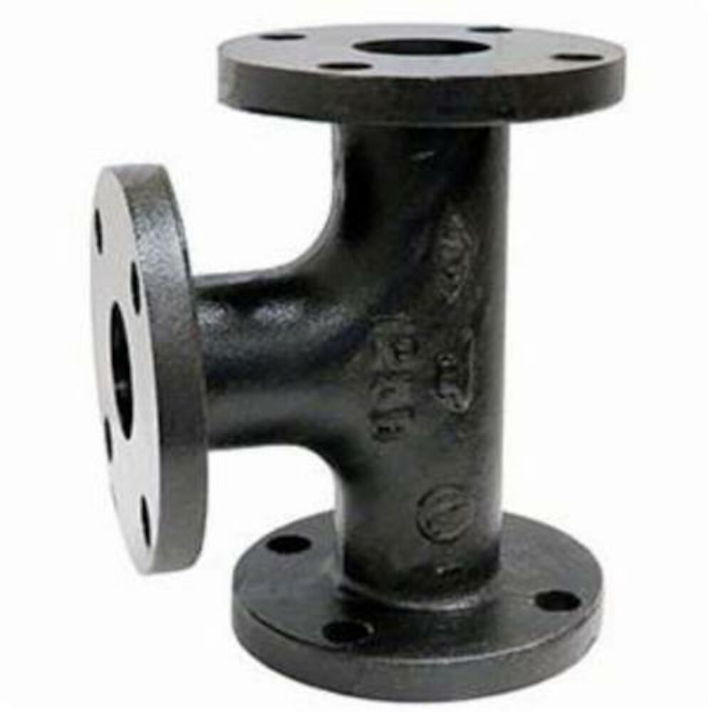 IBC® 10" Flange Straight Pipe Tee, Black, Cast Iron, SCH 40/STD, 125 lb Pressure