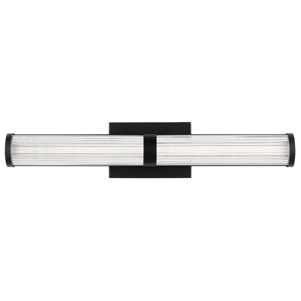 4559293S-112 Syden Medium LED Wall / Bath Vanity Light with Clear Fluted Glass, Midnight Black