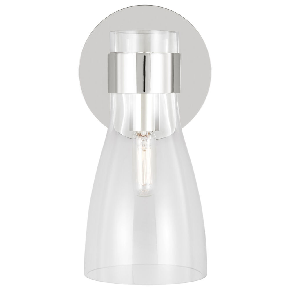 AEV1001PN Moritz One Light Sconce with Clear Glass Shade, Polished Nickel
