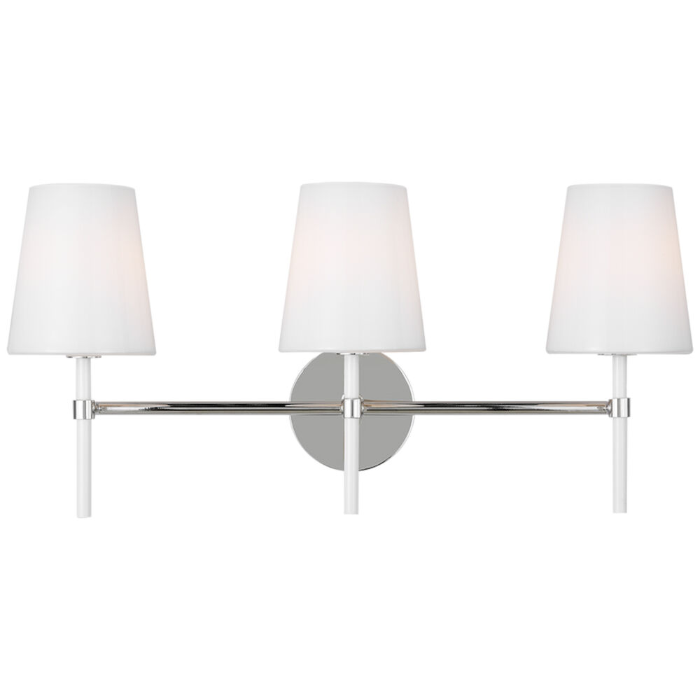 KSV1013PNGW Monroe 3-Light Vanity Lighting, Polished Nickel with Milk White Glass Shade