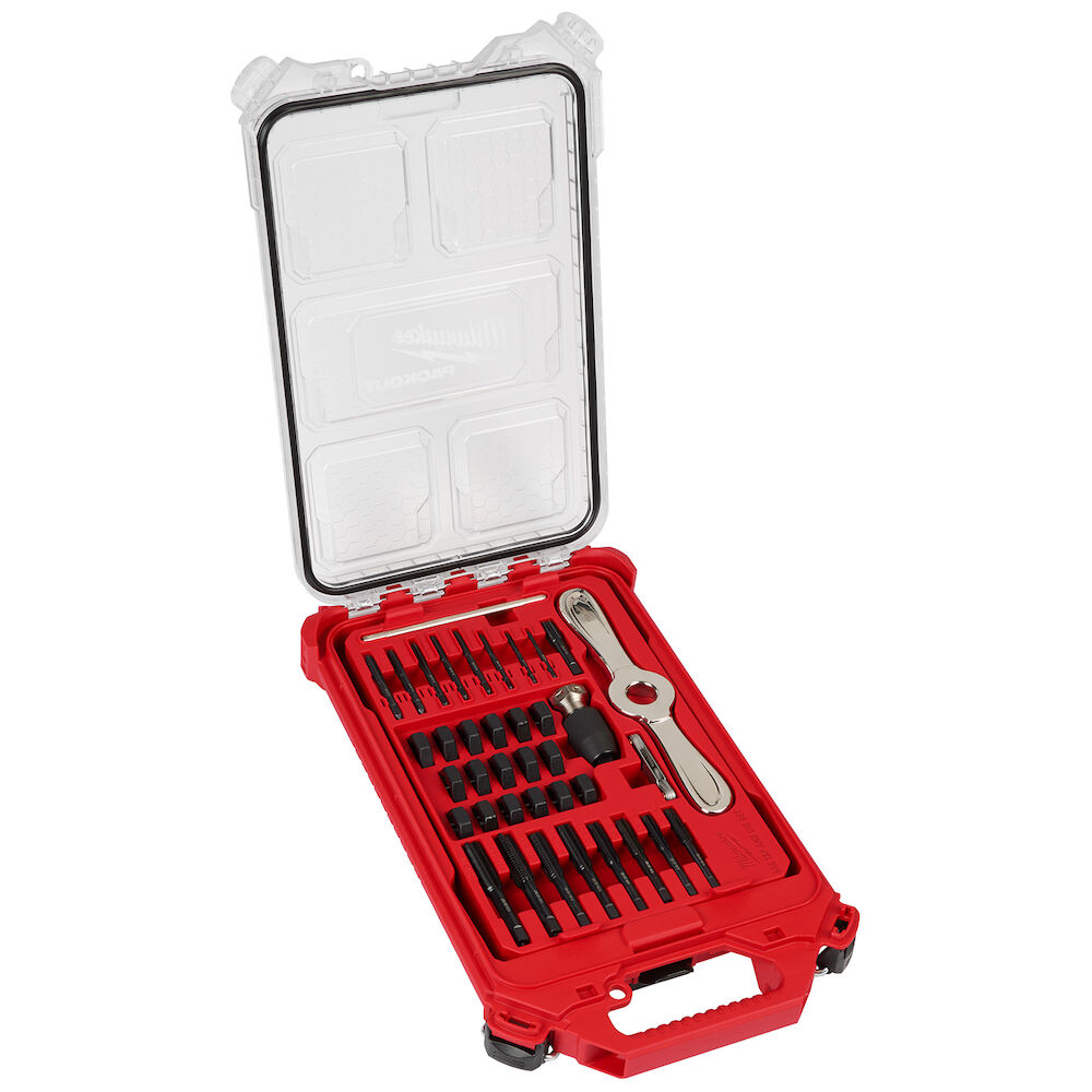 Milwaukee® Tool 49-22-5604 Tap and Die PACKOUT™ Set with Hex-LOK 2-in-1 Handle, 38 Piece, SAE