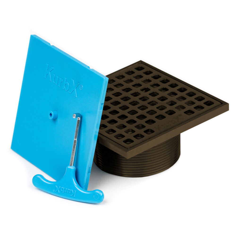 GP-300-ORB Grid Pattern Drain Assembly, Square, Stainless Steel, 4", Oil Rubbed Bronze