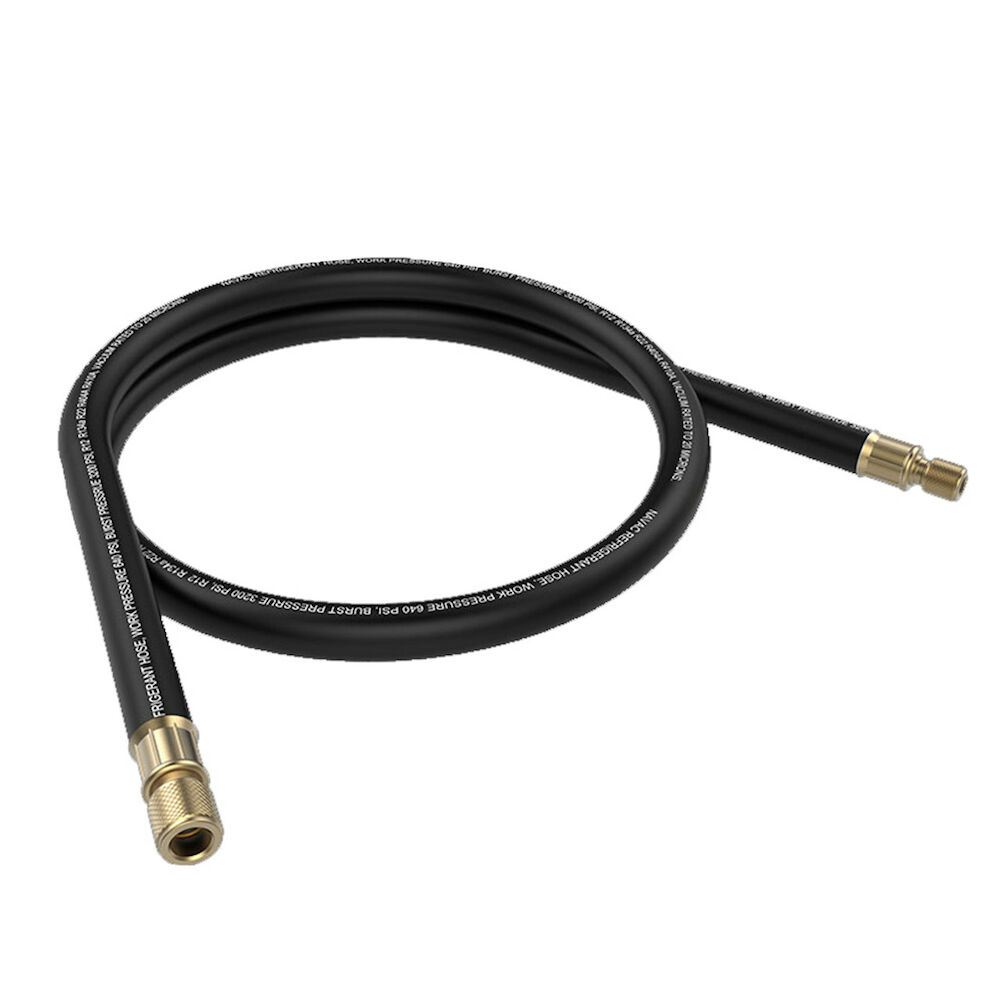 NHB1E 6' L Big Boy High-Flow Refrigerant Evacuation Hose, Black, 1/2" Diameter, 3/8 x 1/4 Fitting