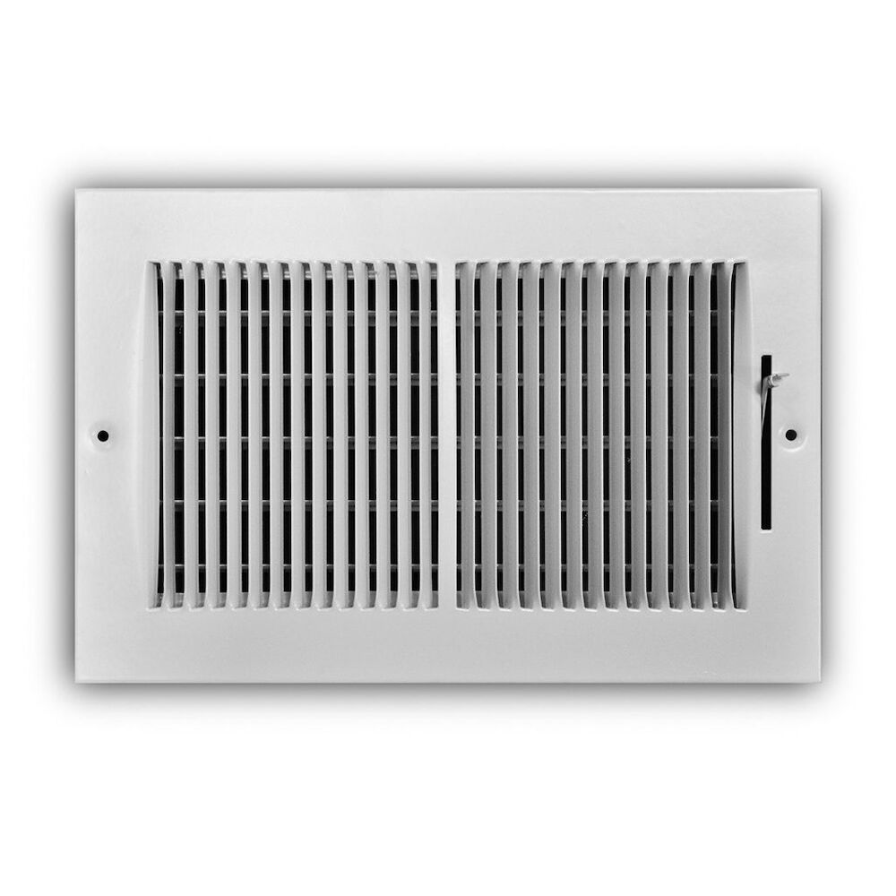 TRUaire 132M10X06 10"x6" 2-Way Register, Multi-Shutter Damper, Steel,  Stamped Louver,  Ceiling/Sidewall Mounted, White