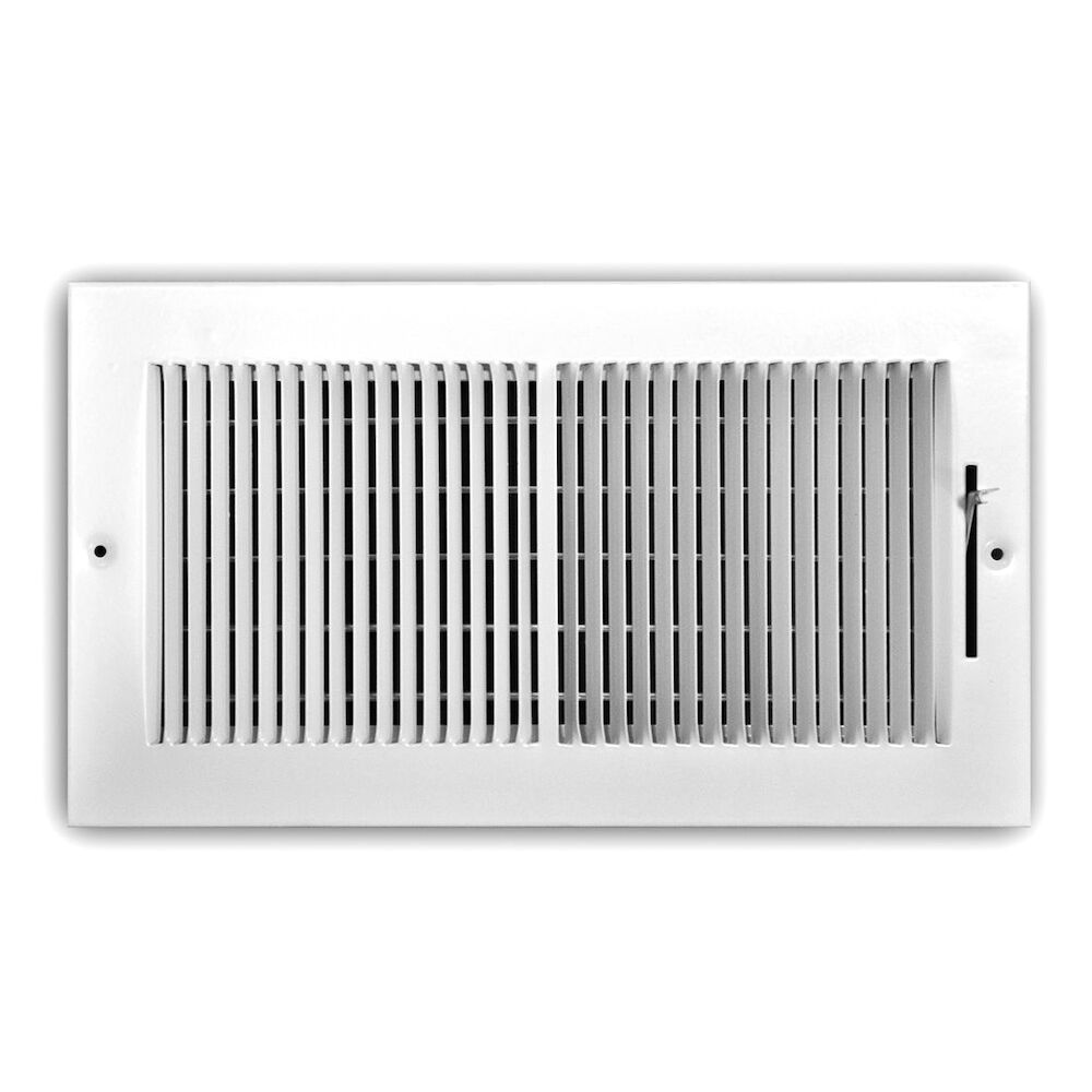 TRUaire 132M12X06 12"x6" 2-Way Register, Multi-Shutter Damper, Steel,  Stamped Louver,  Ceiling/Sidewall Mounted, White