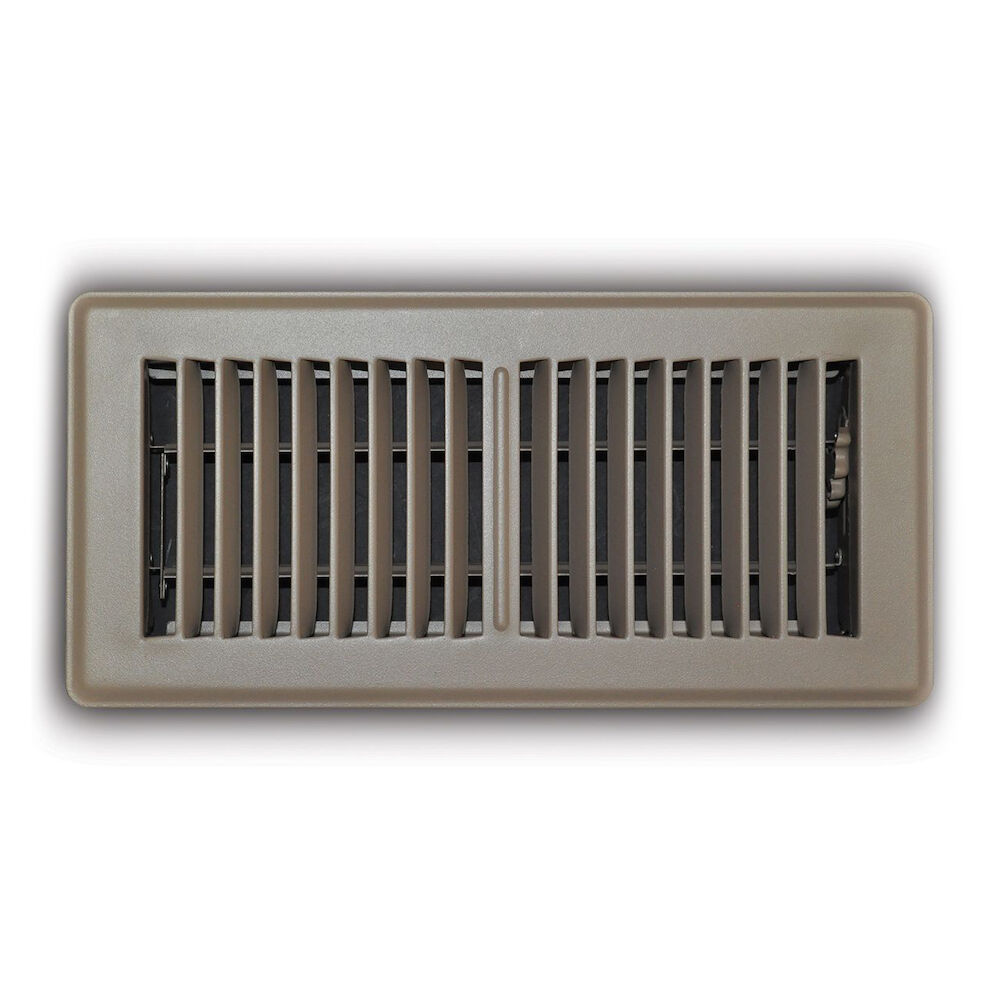 150MB04X10 4"x10" 2-Way Register, Multi-Shutter Damper, Steel,  Stamped Louver,  Floor Mounted, Brown