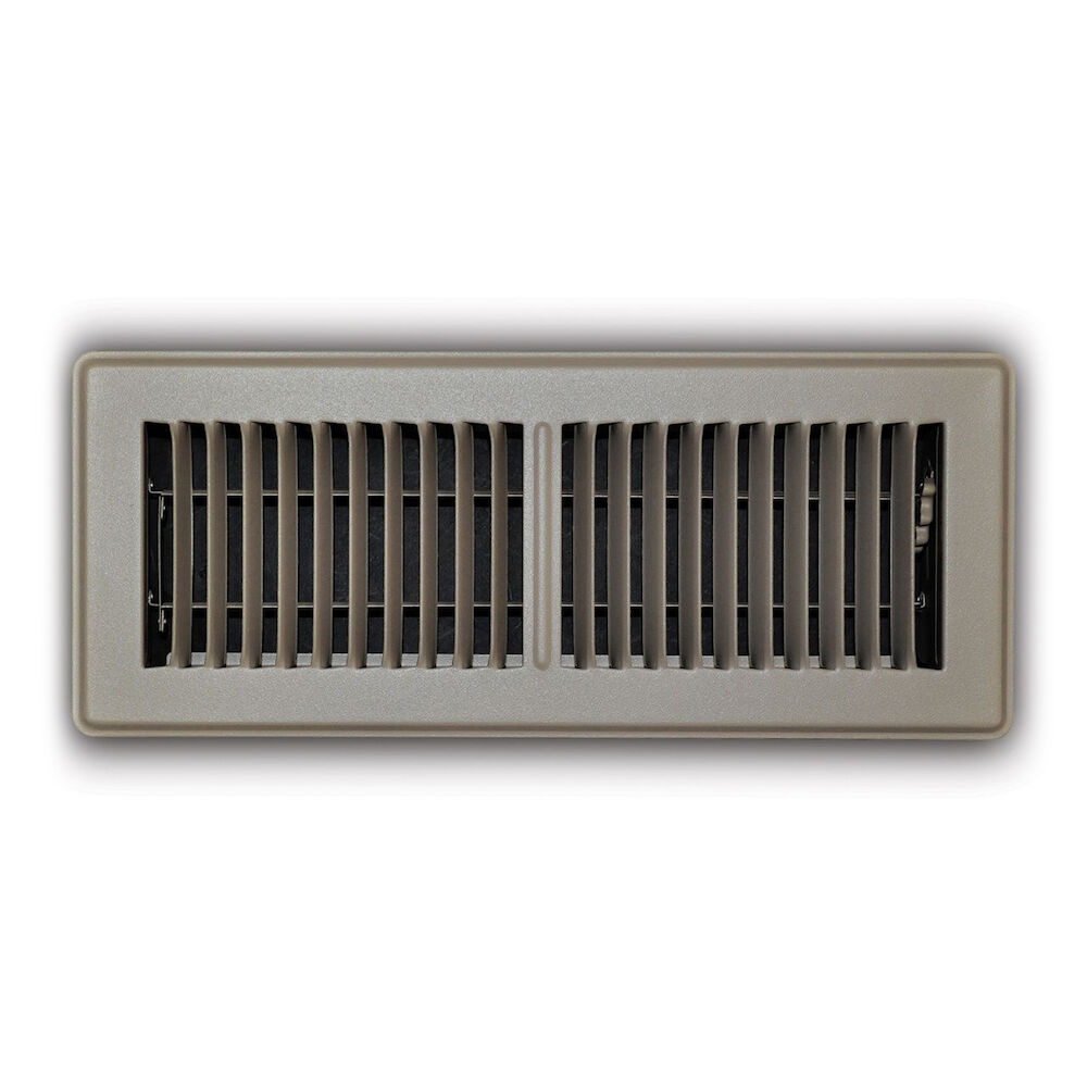 TRUaire 150MB04X12 4"x12" 2-Way Register, Multi-Shutter Damper, Steel,  Stamped Louver,  Floor Mounted, Brown