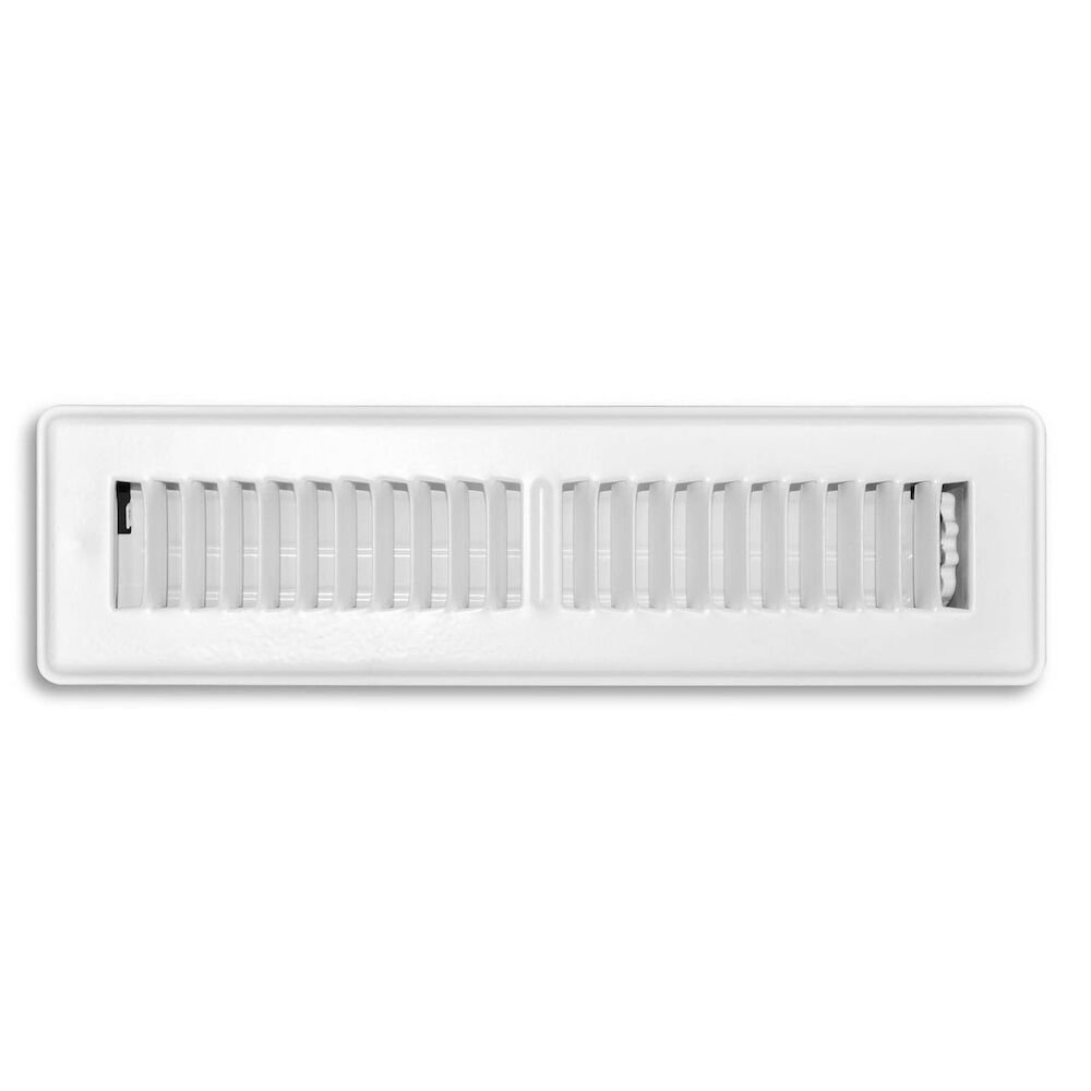 TRUaire 150MW02X12 2"x12" 2-Way Register, Multi-Shutter Damper, Steel,  Stamped Louver,  Floor Mounted, White