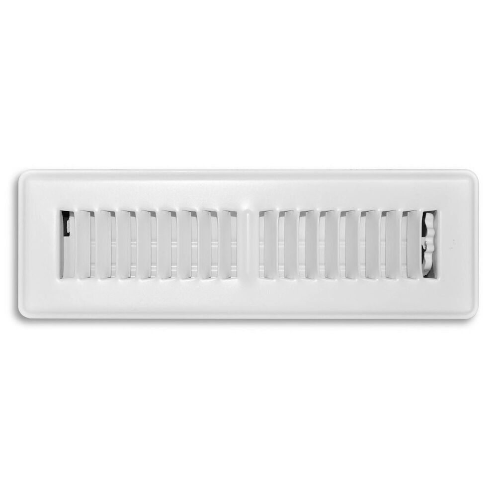 TRUaire 150MW02X10 2"x10" 2-Way Register, Multi-Shutter Damper, Steel,  Stamped Louver,  Floor Mounted, White
