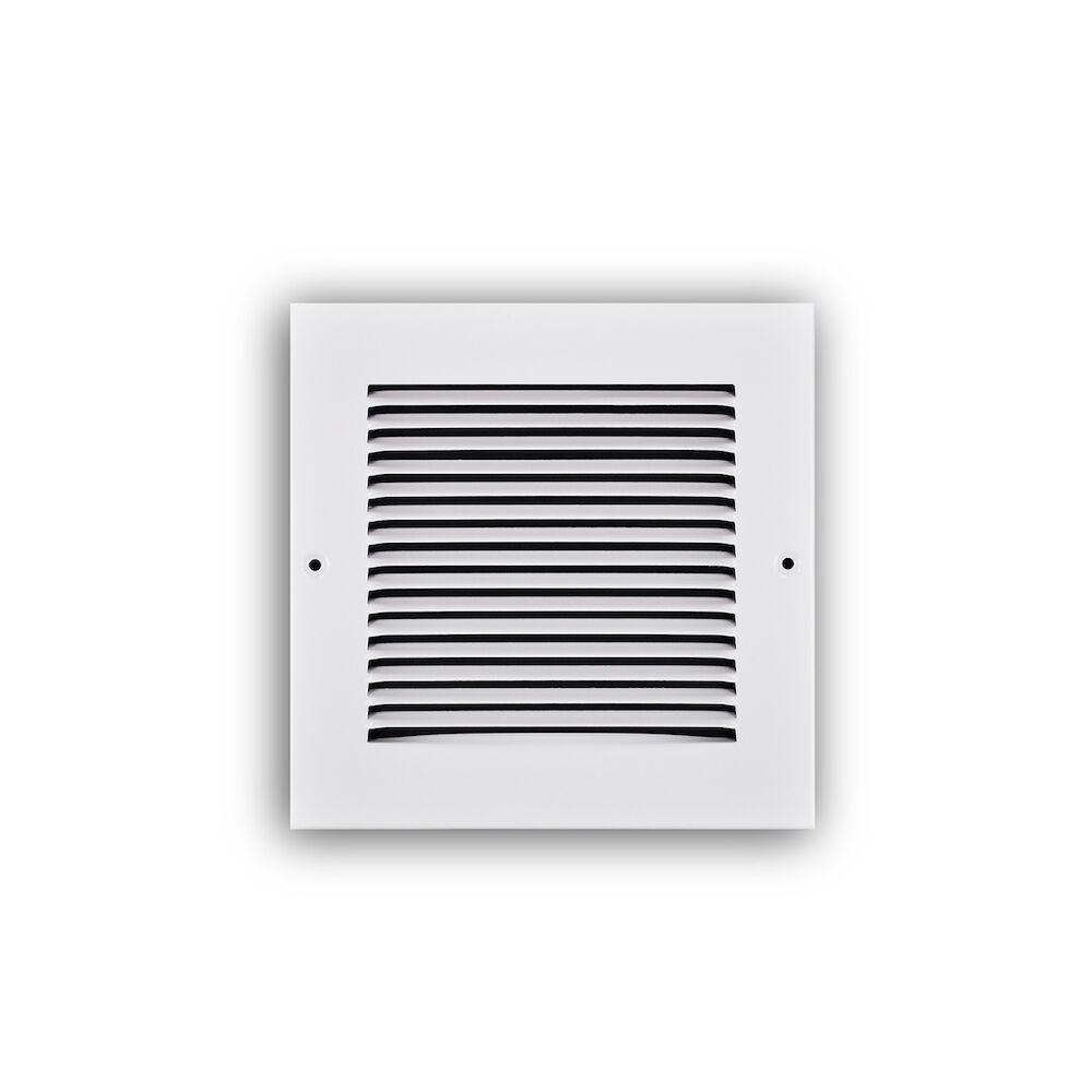 TRUaire 17306X06 6"x6" 1-Way Grille, Ceiling or Sidewall Mounted, 1/3" Stamped Louver, Steel, White