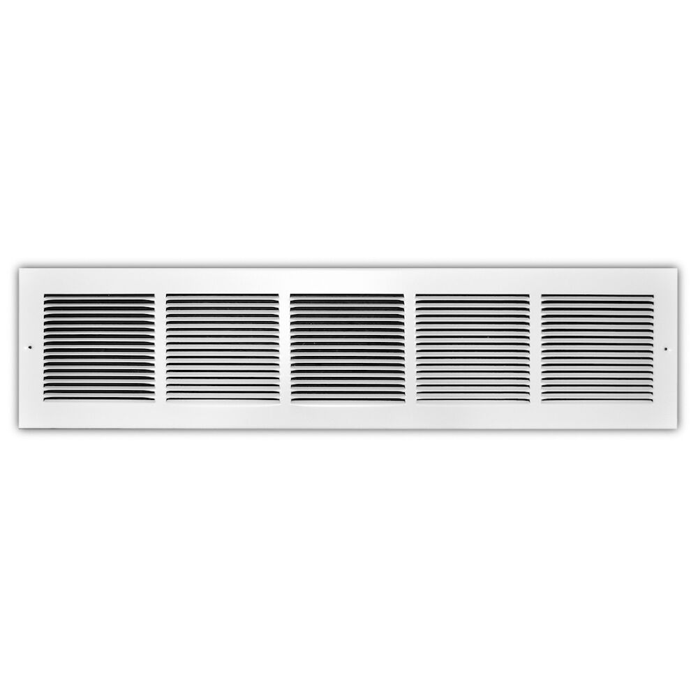 17330X06 30"x6" 1-Way Grille, Ceiling or Sidewall Mounted, 1/3" Stamped Louver, Steel, White