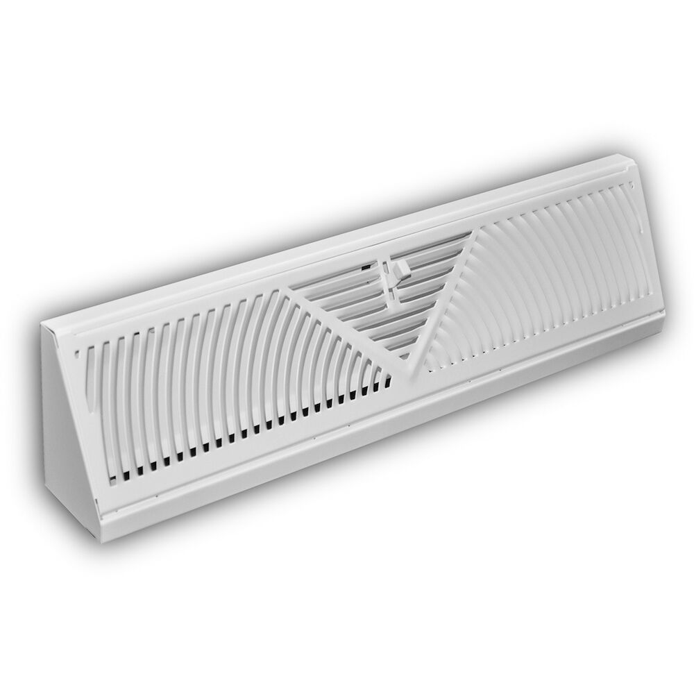 TRUaire 118SW 18" Stamped Sunburst Baseboard Diffuser, Single Blade Damper, Steel, White