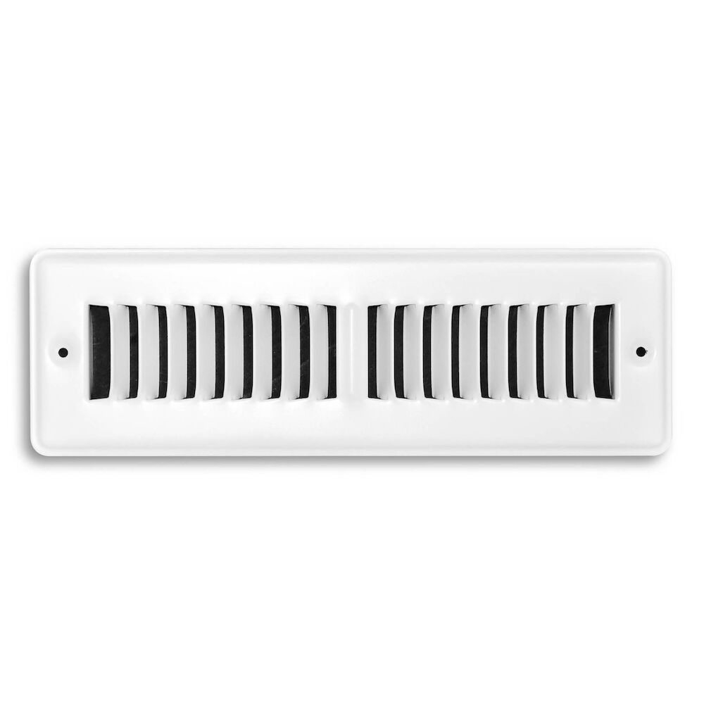 TRUaire 150TSW02X10 2"x10" 2-Way Toe Space Grille, 1/2" Stamped Louver, Steel, White