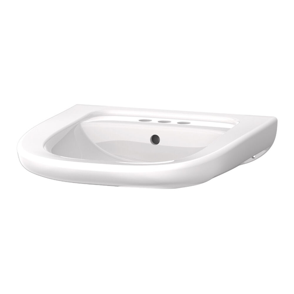 G0012474 North Point™ Sink, Rectangular Shape, 4" Faucet Hole Spacing, 21-1/2" W x 22" D x 6-5/8" H, Wall Hung Mount, White