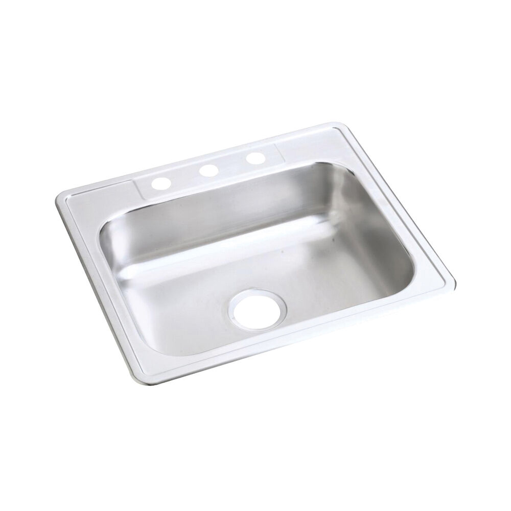 D125220 25" Kitchen Sink, Classic®, Rectangular, 0 Faucet Holes, Top Mount, Stainless Steel, Satin
