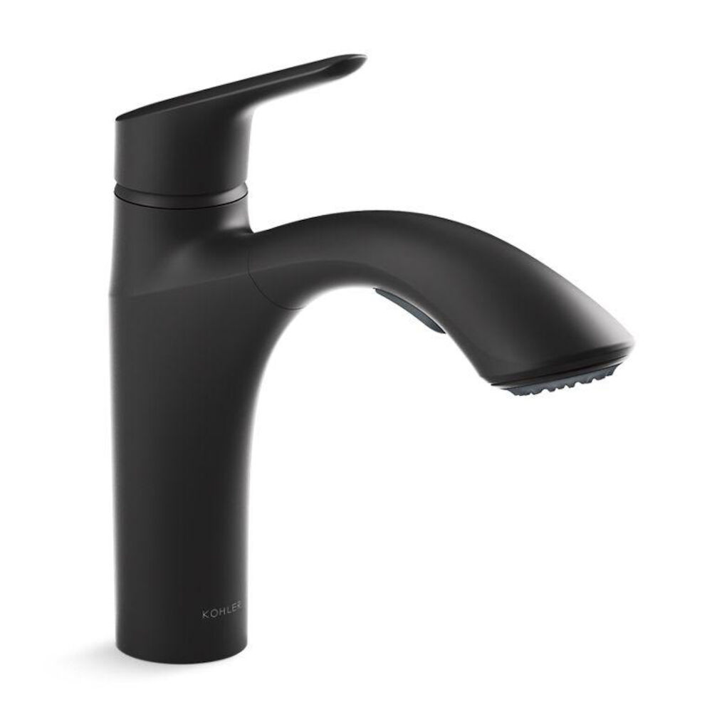 Kohler® 30468-BL 30468 Rival Pull Out Kitchen Sink, 1.5 gpm Flow Rate, Rotating Spout, Matte Black, 1 Handles